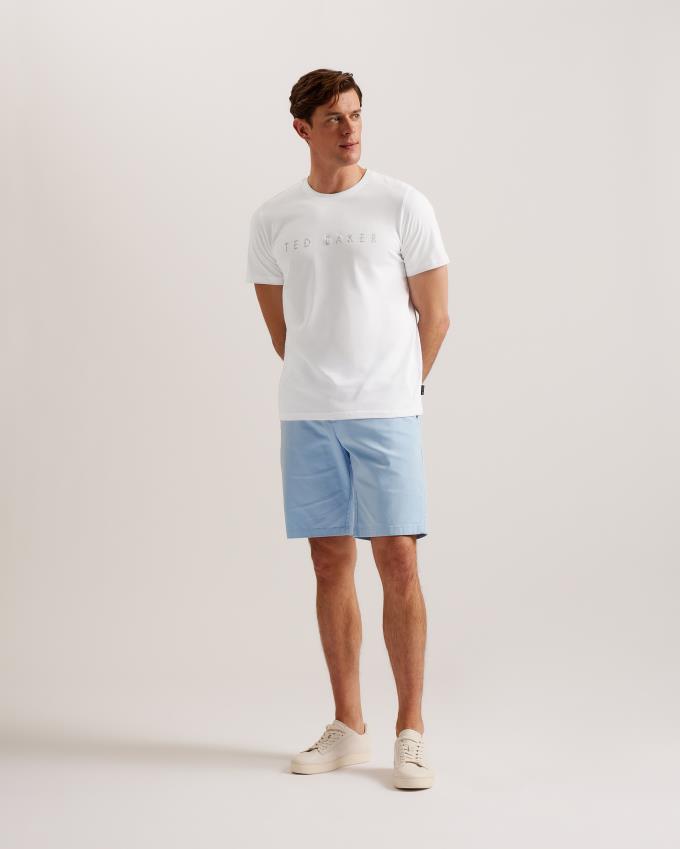 T-Shirt Ted Baker Short Sleeve Branded Blanche Homme | ALT-35656429